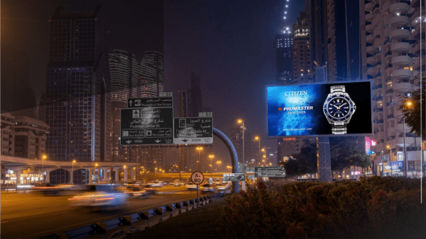 Abu Dhabi DOOH Advertising using illuminated digital billboards for strong nighttime visibility