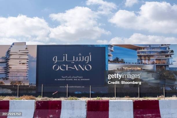 Premium outdoor advertising Ras Al Khaimah featuring large-format billboard visibility near coastal and mixed-use developments